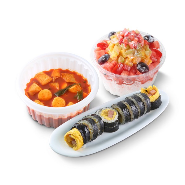 [금커피별빙수] 레인보우빙수 1~2인+한입가래떡볶이+에그스팸김밥 (21,000원)