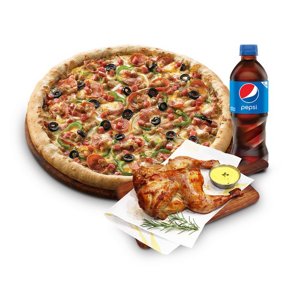 [피자에땅] 피치세트R 수퍼수프림R+훈제치킨+콜라500ml